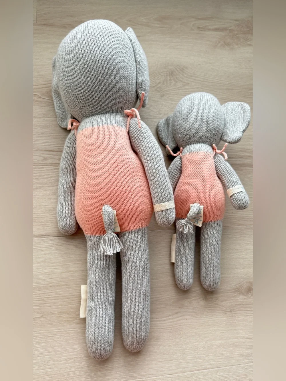 Cuddle + Kind RGray and Pink Elephant Knit Plush Toy - Kids Toys